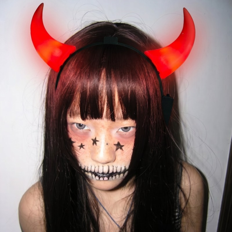 Diy Halloween Electronics - LED 悪魔の角ヘッドバンドライトアップレッドデーモンヘアバンドハロウィンコスプレパーティー仮面舞踏会小道具光るコスチュームアクセサリーギフト