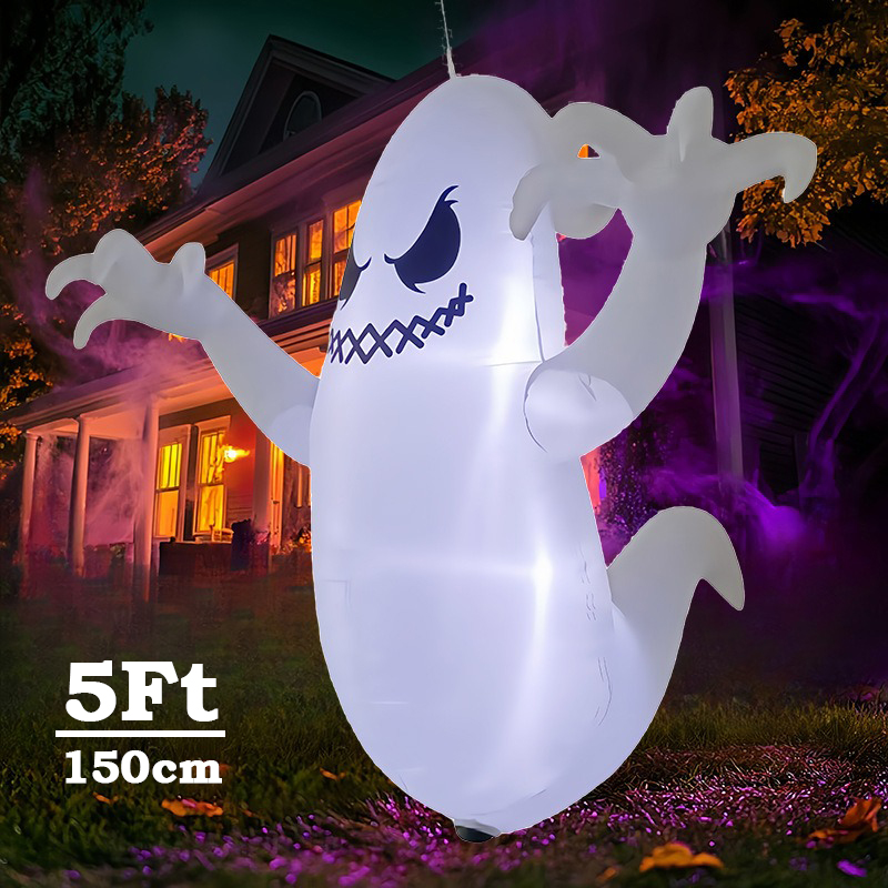 Diy Halloween Electronics - 5フィートのハロウィン用インフレータブルモデル、吊り下げゴースト、屋外窓飾り、内蔵LEDライト付き、ゴーストフェスティバルパーティー、ガーデン小道具