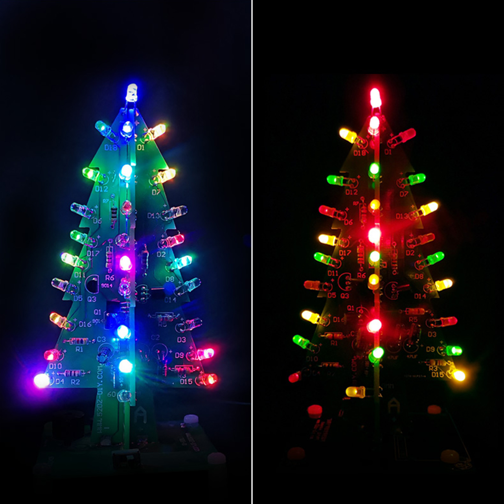 Diy Electronics Soldering Kit - カラフルなLEDクリスマスツリー,DIY,3Dクリスマスツリー,電子楽しいキット,LEDフラッシュ回路,はんだ付け練習用アクセサリー