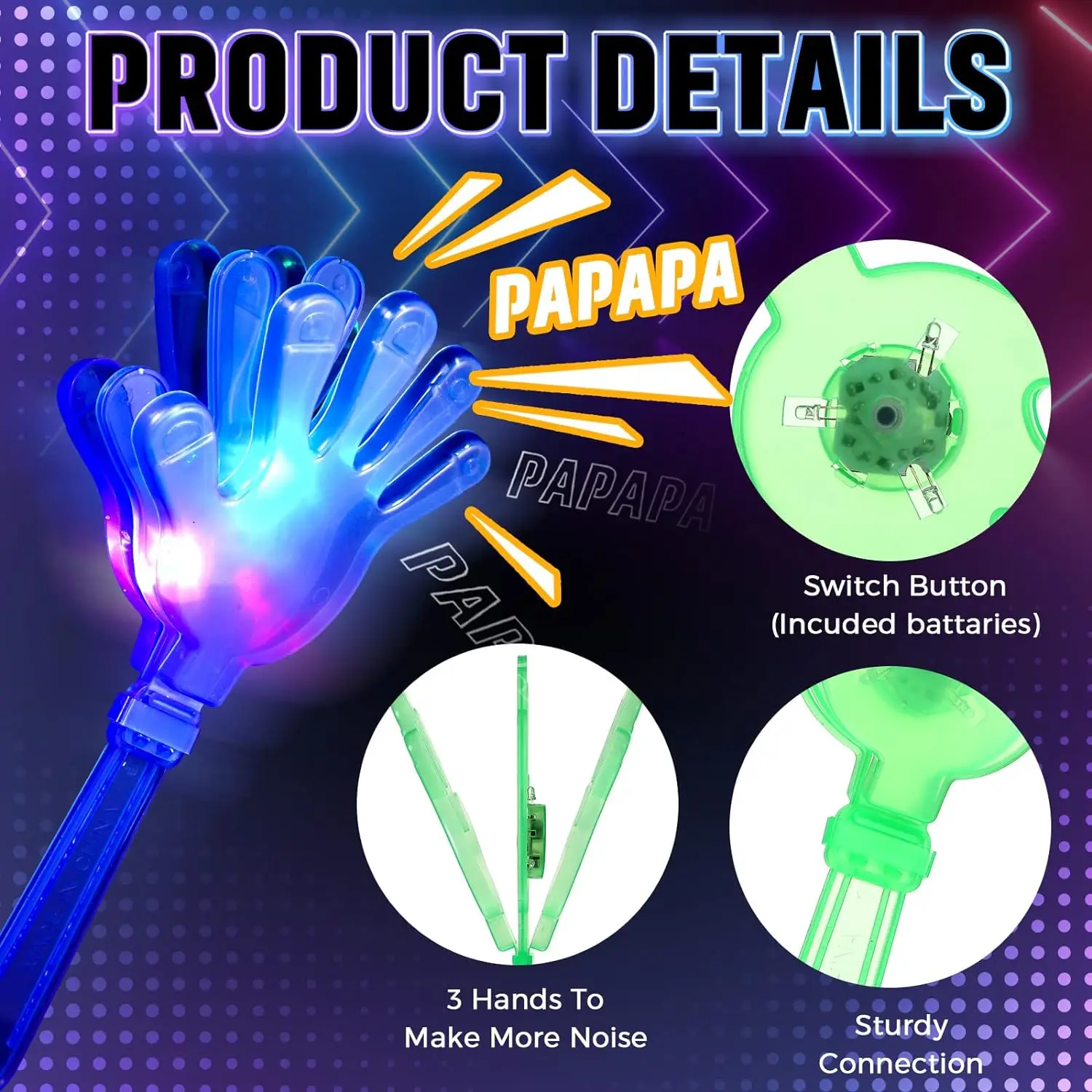ノイズメーカー用LEDハンドクラッパー,12個,ライトアップ - Diy Halloween Electronics のレビューと価格