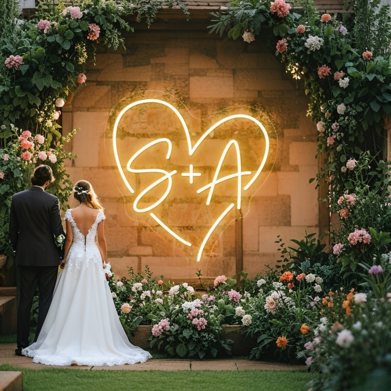 カスタムイニシャルハートLEDネオンサイン、結婚式パーティー - Diy Halloween Electronics のレビューと価格